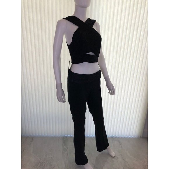 NWT Marciano Women's Suit Set 2 Pieces Black Lace Pants High Waist 2 Crop Top 8 - Picture 3 of 12